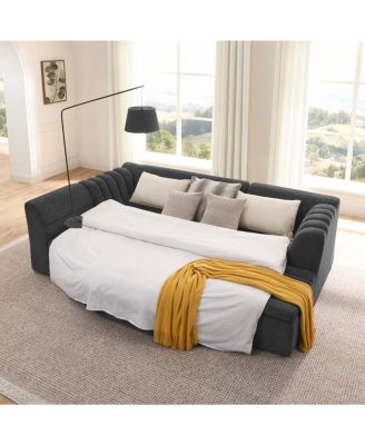 135" U-Shaped Modular Sectional Sofa with Chaise and Movable Ottoman