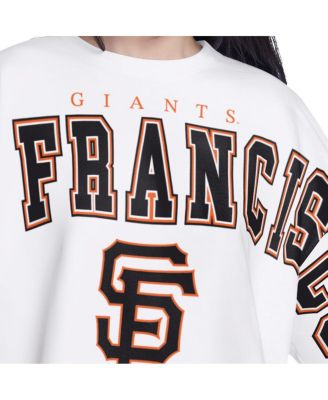 Women's White San Francisco Giants Bleachers Cropped Pullover Sweatshirt
