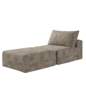 Camel Plush Corduroy Sofa Bed, Convertible Sleeper Chair with Pillow