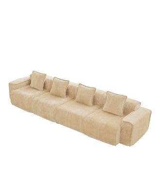 Deep Seat Modular 4-Seat Boneless Sofa with French Edge Piping, No Assembly Required