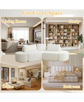 Streamdale Chenille V-shaped modular sofa set with 3 pillows & 2 ottomans