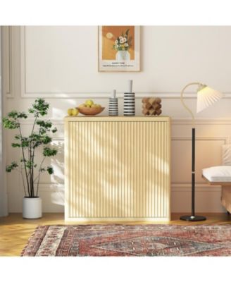 3-Tier Buffet Cabinet with Storage, Double Fluted Doors & Adjustable Shelves