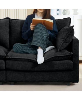  Modular Sectional Sofa, 102" L-Shaped Couch Set with Movable Ottoman