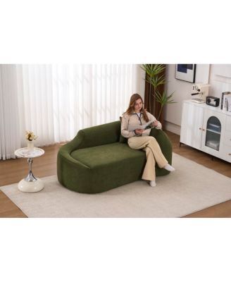 Compression Curved Chaise Longue Indoor, Modern Chenille Loveseat Couch