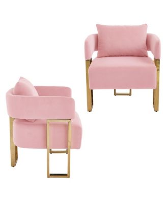 Modern decorative chair with gold legs, velvet fleece upholstered, 2PCS