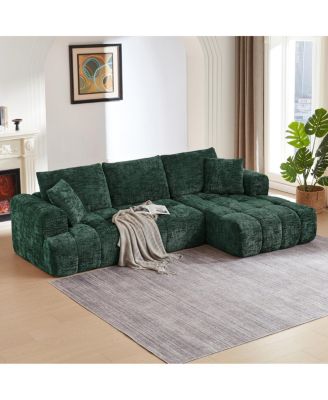 Chenille L-Shape Luxury Sectional Sofa, Minimalist Design, Comfy Sleeper Couch