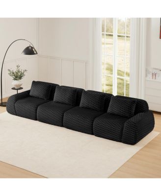 Modern Modular Sectional Sofa, Flannelette Fabric, 4-Seater Couch