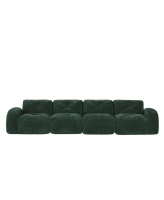 140" Green Velvet Tufted Boneless Sofa with Ergonomic Design, No Assembly