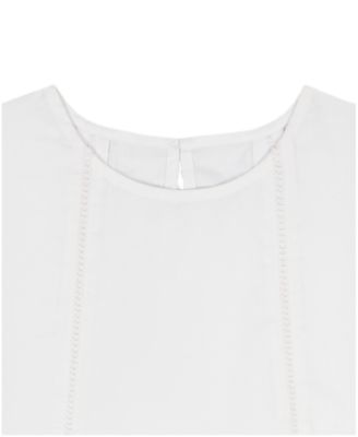 Girls' 8-16 Poplin Short-Sleeve Flutter Top