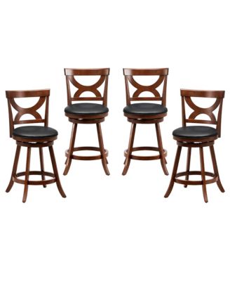 4pcs 24'' Bar Stools 360degree(s) Swivel Counter Height w/ PVC Leather Cushioned Seat