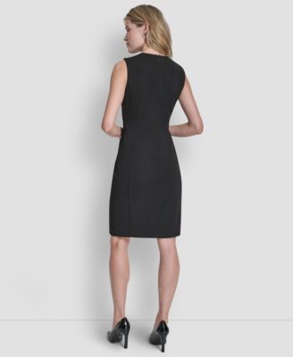 Women's Sleeveless Zipper Front Crewneck Sheath Dress