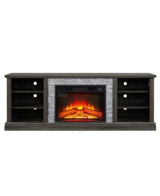 70" TV Stand with Faux Stone Surround and 23" Fireplace Insert.