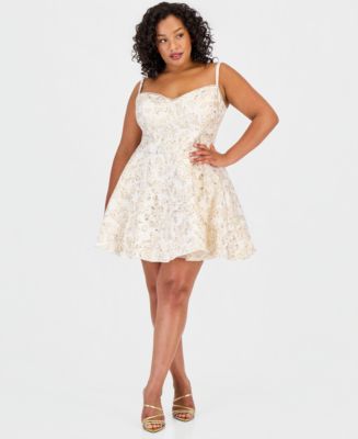 B Darlin Trendy Plus Size Sweetheart-Neck Spaghetti-Strap Jacquard