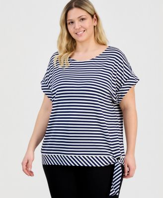 Plus Size Dolman-Sleeve Tie-Hem Top