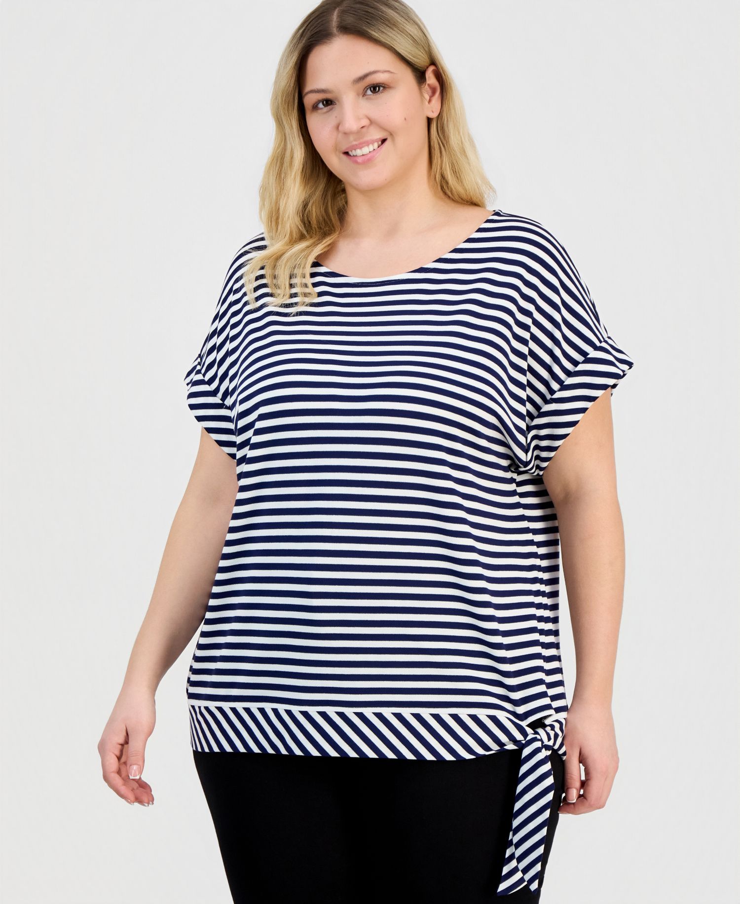 Plus Size Dolman-Sleeve Tie-Hem Top