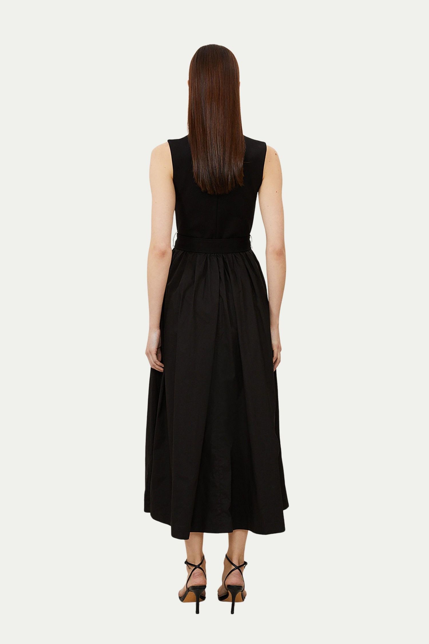 Women's Square Neck Belted Maxi Dress