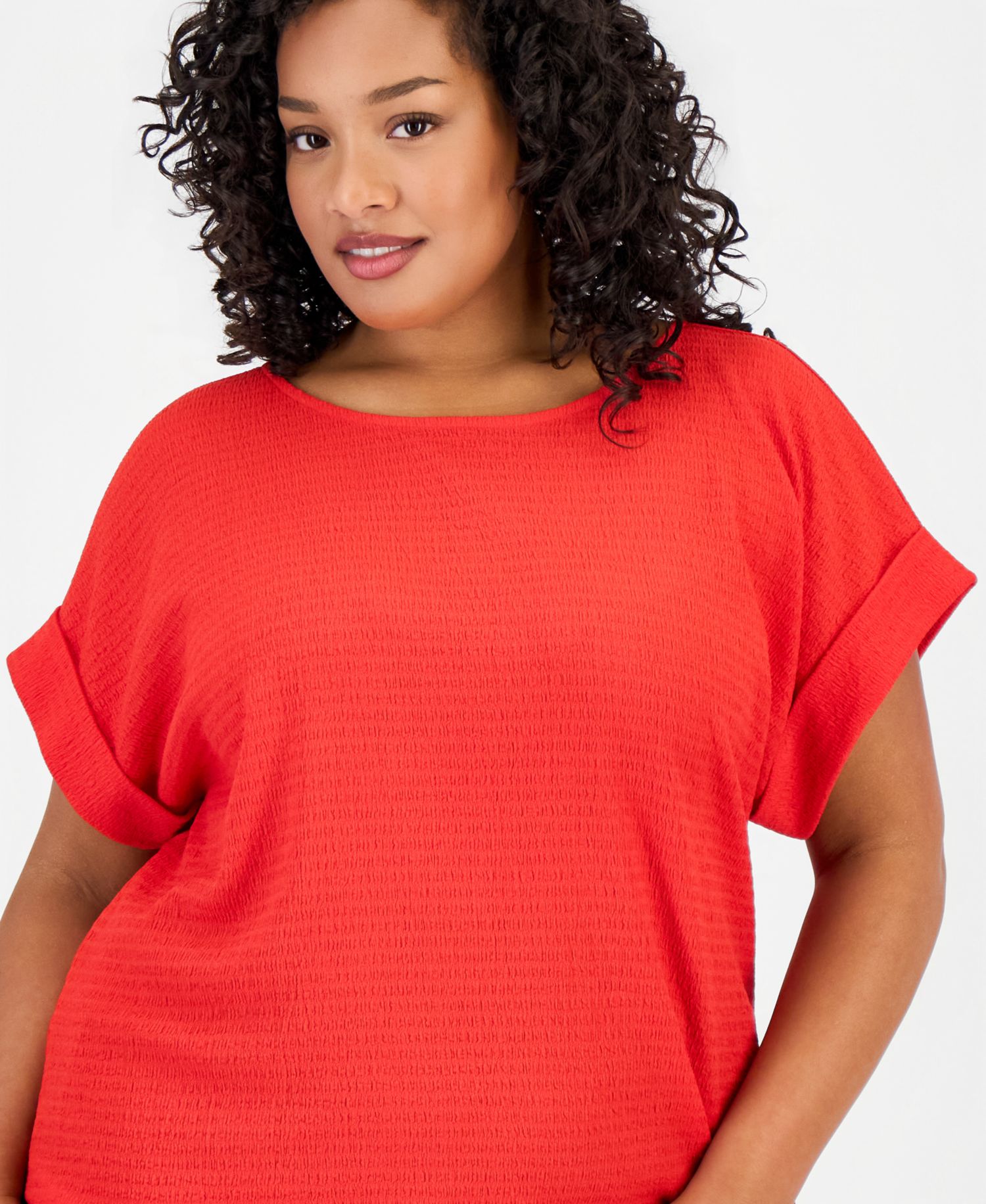 Plus Size Dolman-Sleeve Tie-Hem Top