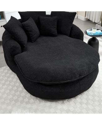 Oversized Oval Upholstered Bean Bag Sofa with 5 Pillows & Wrap Around Backrest
