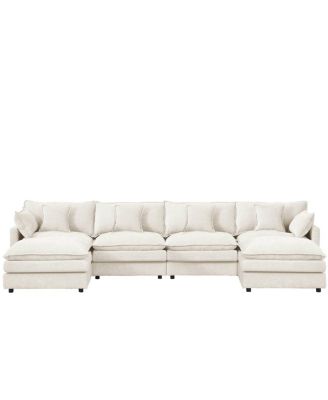 Modular Sectional Sofa, 130.7" U Shaped Couch Set, 4-Seater Comfy Cloud Couch
