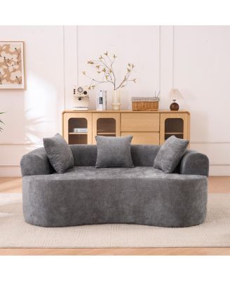 chenille self-inflating 2-seater sofa with deep cushions