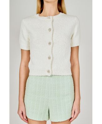 Women's Collared Knit Short Sleeve jacket