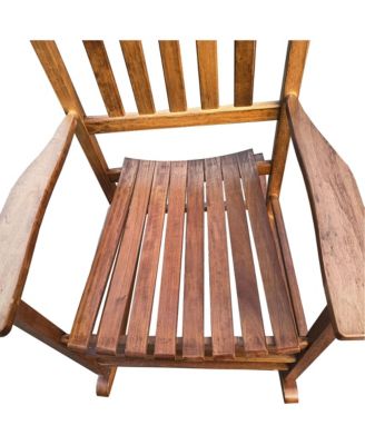 Solid Hardwood Rocking Chair for Balcony Porch Wide Seat Armrest Capacity