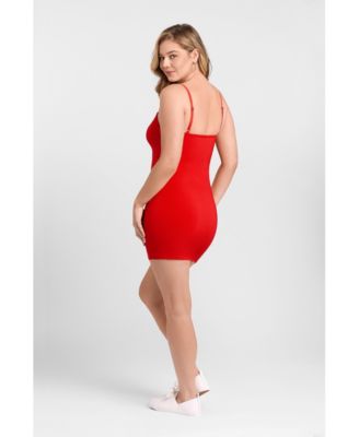 Women's S3 Scoop Neck Sculpting Cami Mini Dress with Built-In Shapewear - Scarlet