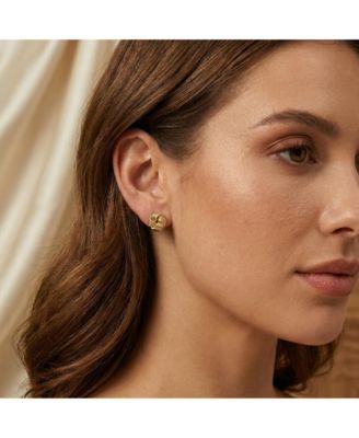Chic 14K Gold Plated Twisted Knot Button Stud Earrings