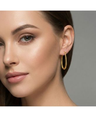 Elegant 14K Gold Plated Twisted "U" Large Hoop Earrings