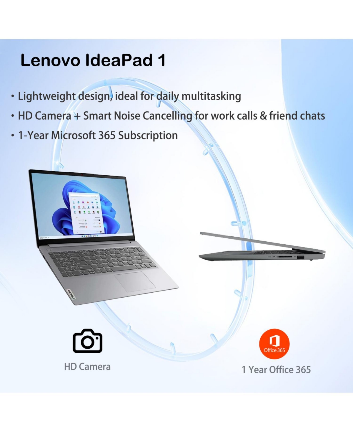 Lenovo IdeaPad 1 15.6" Entry Traditional Laptop Intel Core i5-1335U 16GB Ram Intel Iris Xe Graphics 1TB Ssd Storage Windows 11 Home 60Hz