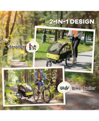 Kids Elite 2-Seat Bicycle Trailer Steel w/ Water Resist Windows