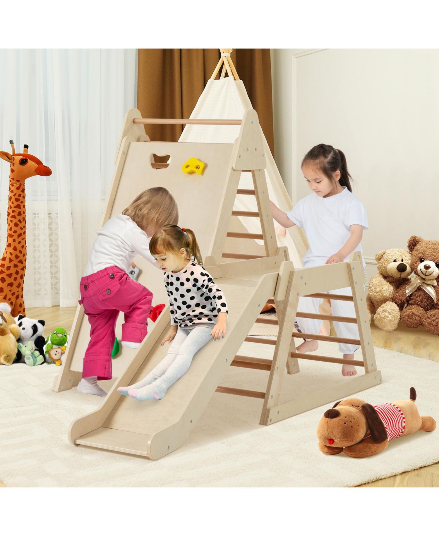 3-in-1 Indoor Jungle Gym with Extended Slide