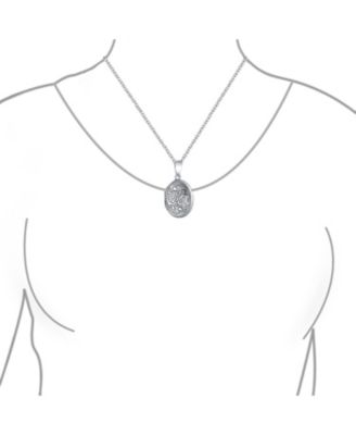 Embossed Floral Sunflower Photo Oval Locket Necklace Pendant Sterling Silver