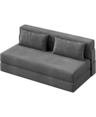 Folding Sofa Bed Convertible Sleeper Chair with Pillows, Corduroy Fabric, Floor Couch for Living Room