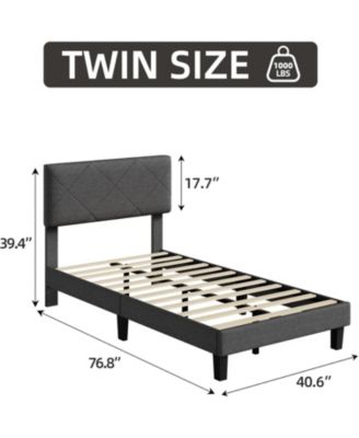 Upholstered Bed Frame with Headboard, Modern Platform Bed with Wooden Slats Support, Noise Free Platform Beds for Bedroom