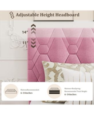 King Bed Frame Adjustable Headboard Upholstered Platform Wood Slats No Box Spring Easy Assembly
