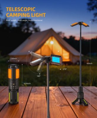 Rechargeable 10050mAh LED Camping Light, 1000LM 10W Portable Work Light with 3 Adjustable Heads, Multi Mode Emergency Lantern