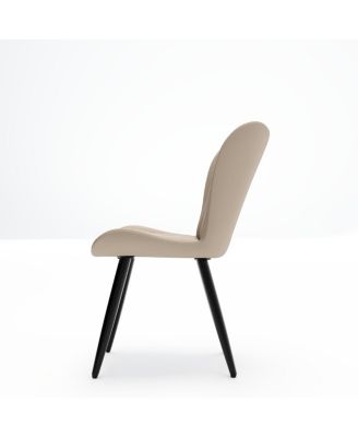 Set of 2 Modern PU Leather Dining Chairs with Thick Cushions & Metal Legs