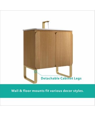 30" Light Oak Bathroom Vanity with Sink, Soft Closing Drawers and Large Storage Cabinet for Modern Bathrooms, Wall/Floor Mount-Sillysis