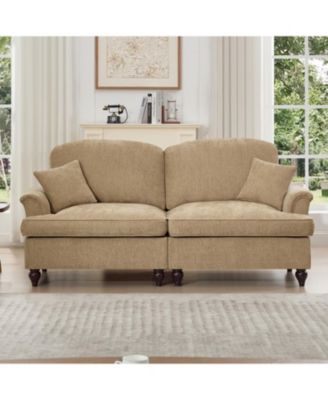 Streamdale Mid Century Chenille Loveseat Sofa with Flared Arms & Spindle Legs - Light Coffee