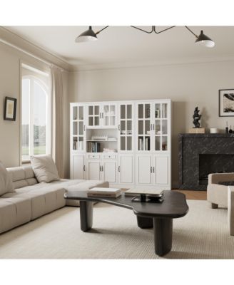 Modern Bookcase, Sideboard with 19-Tier Shelves and 2 Drawers