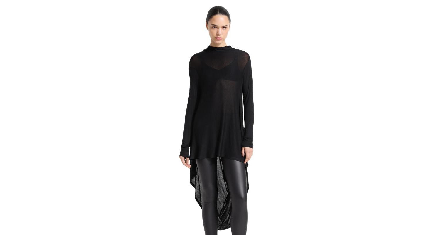 Women's Iris High-Neck Asymmetric Sheer Jersey Tunic