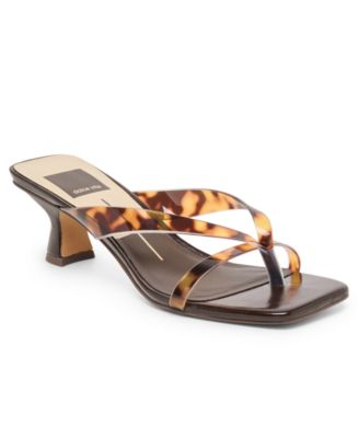 Women's Brevel Vinyl Jelly Thong Low Block Heel Dress Sandals