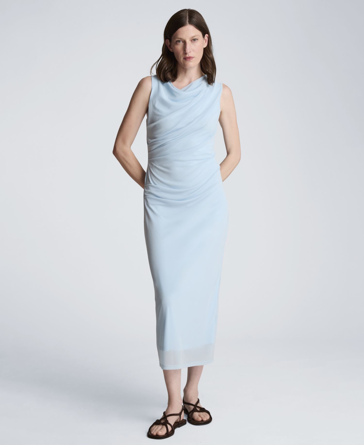 Women's Draped Detailed Modern Midi Dress