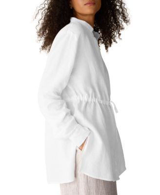 Women's & Plus Size Band Collar Long Shirt