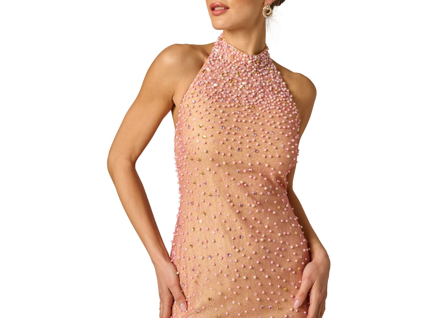 Women's Embellished Halter Neck Swing Dress