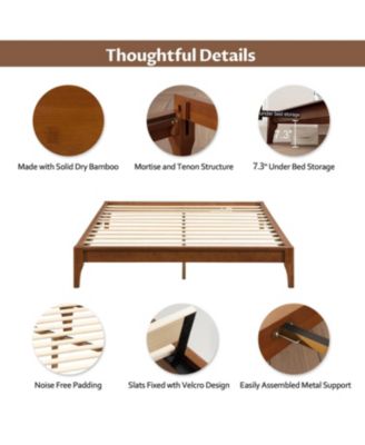 Bamboo Platform Bed Frame with Slat Support