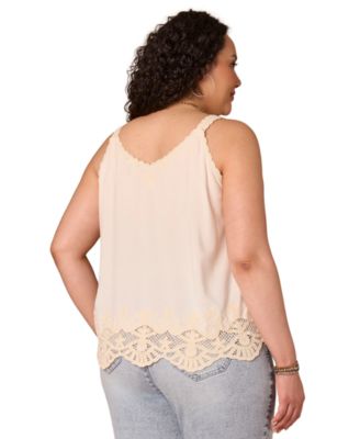 Plus Size V-Neck Embroidered Tank Top