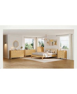 5 Drawer Dresser for Bedroom, 47" Tall Modern Chest of Drawers, Curved Profile Design, Wood Drawer Organizer