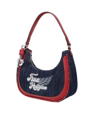 Wing Motif Hobo Bag with Trim